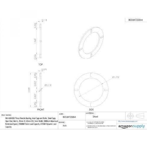 INA AXK4565 Thrust Needle Bearing, Axial Cage and Roller, Steel Cage, Open End, #2 image