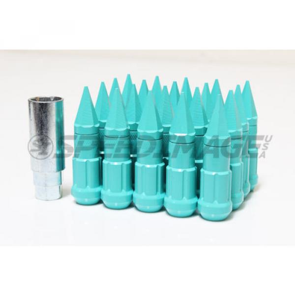 Z RACING TIFFANY BLUE SPIKE STEEL LUG NUTS 12X1.5MM OPEN EXTENDED KEY TUNER #2 image