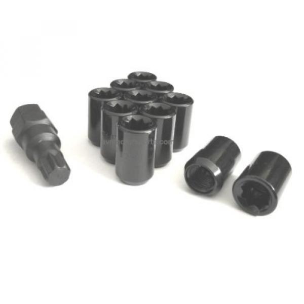 10- 14x1.5 TUNER LUG NUTS 8 POINT BLACK WHEEL LOCK MOST CHEVROLET GMC FORD TRUCK #1 image