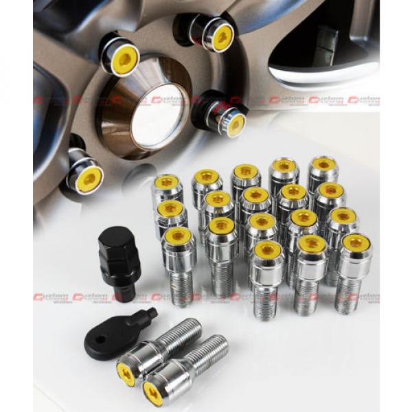 20 Pcs M14 X 1.5 Chrome Wheel Lug Nut Bolts W/ Gold Lock Caps+Key+Socket For VW #1 image