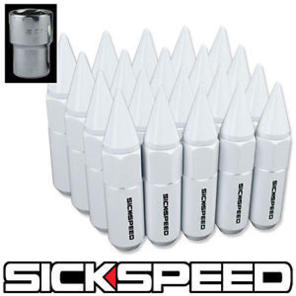 SICKSPEED 20 PC WHITE SPIKED ALUMINUM 60MM LOCKING LUG NUTS 12X1.25 L12 #1 image