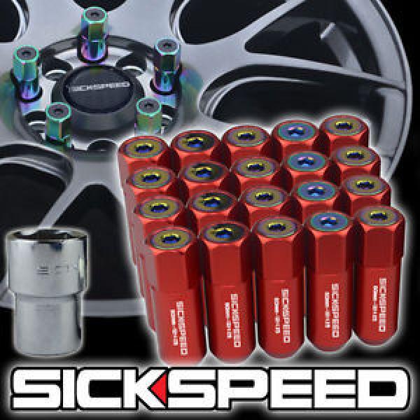 SICKSPEED 20 PC RED/NEO CHROME CAPPED ALUMINUM 60MM LOCKING LUG NUTS 12X1.25 L12 #1 image