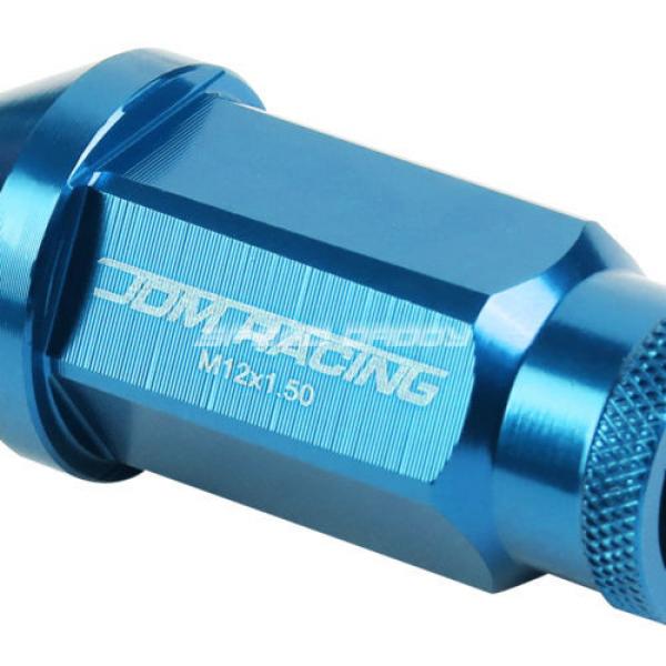 20X RACING RIM 50MM OPEN END ANODIZED WHEEL LUG NUT+ADAPTER KEY LIGHT BLUE #2 image