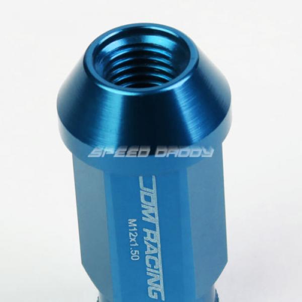 20X RACING RIM 50MM OPEN END ANODIZED WHEEL LUG NUT+ADAPTER KEY LIGHT BLUE #4 image