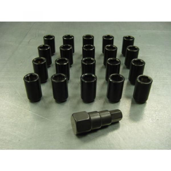 12x1.5 Steel Lug Nuts 16pc Set Black + Lock Key Tuner Toyota Honda Lexus Ford #1 image