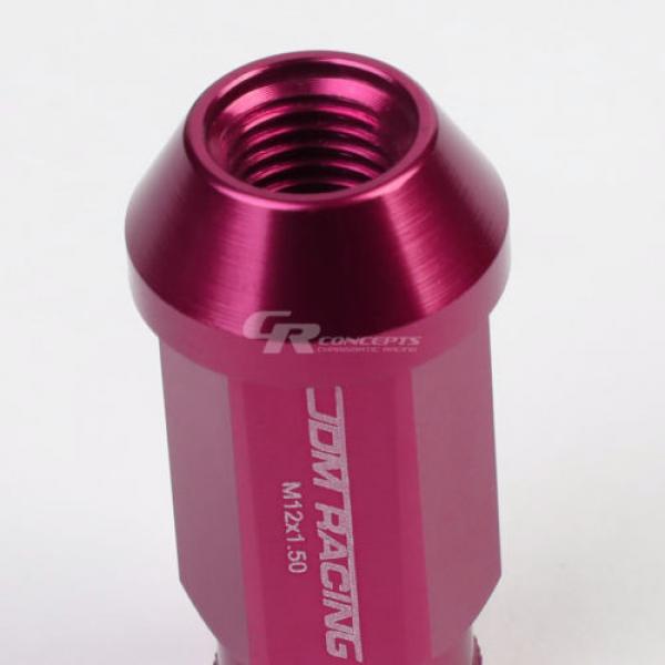 20X RACING RIM ACORN TUNER ALUMINUM WHEEL LOCK LUG NUTS + 1X ADAPTER KEY PINK #4 image