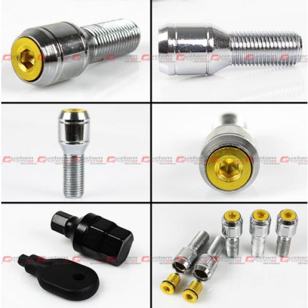 20 Pcs M14 X 1.5 Gold Wheel Lug Nut Bolts With Security Cap +Key+Socket For Audi #2 image