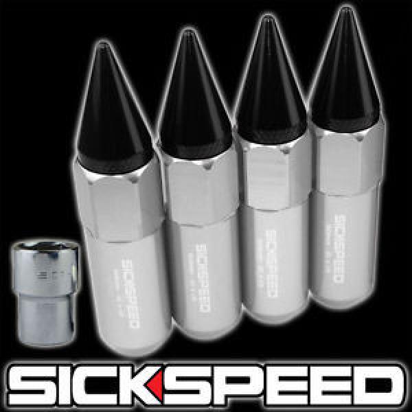 4 POLISHED/BLACK SPIKED ALUMINUM EXTENDED 60MM LOCKING LUG NUTS WHEEL 12X1.5 L01 #1 image