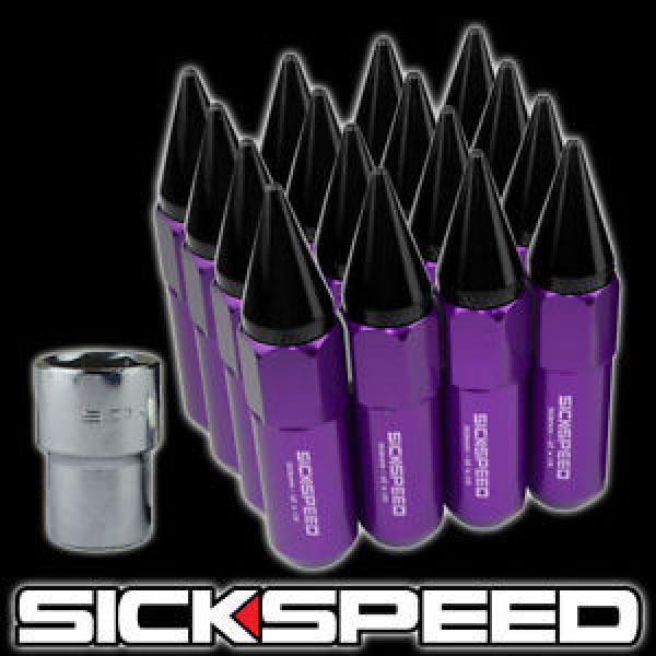 16 PURPLE/BLACK SPIKE ALUMINUM 60MM EXTENDED LOCKING LUG NUTS WHEELS 12X1.5 L16 #1 image