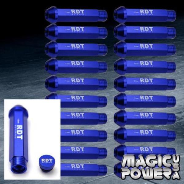 M12X1.5 95MM LONG ALUMINUM EXTENDED WHEEL RIM LOCKING LUG NUTS HONDA ACURA BLUE #1 image