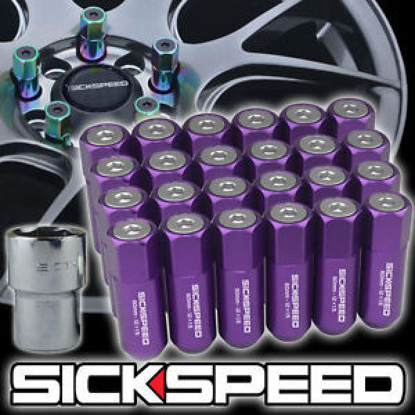 SICKSPEED 24 PC PURPLE/POLISHED CAPPED ALUMINUM LUG NUTS WHEELS 12X1.25 L13 #1 image