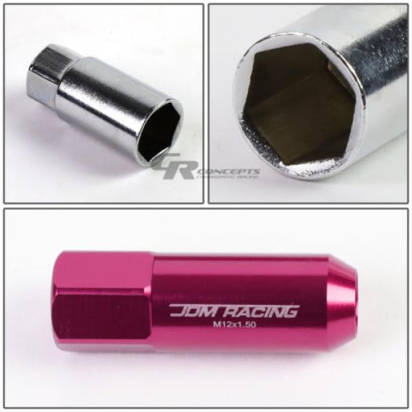 20X RACING RIM EXTENDED ACORN TUNER  WHEEL LOCK LUG NUTS+1X ADAPTER KEY PINK #5 image