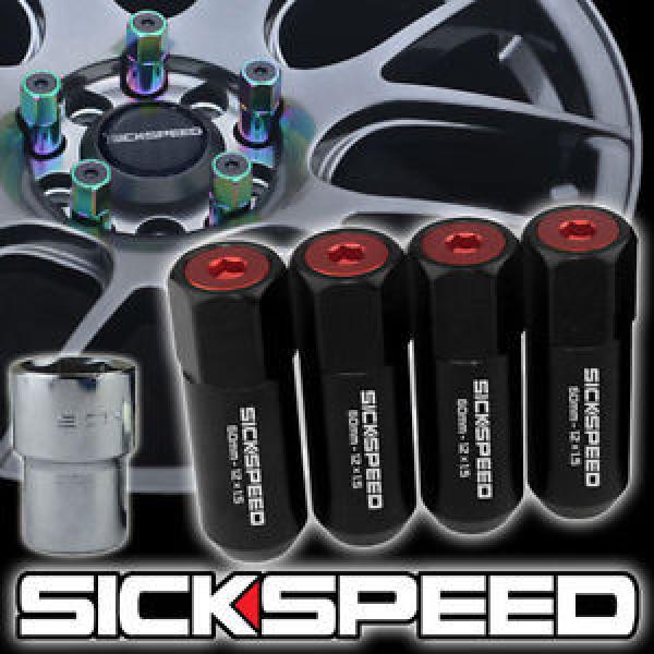 SICKSPEED 4 PC BLACK/RED CAPPED ALUMINUM LOCKING LUG NUTS WHEELS 12X1.25 L15 #1 image