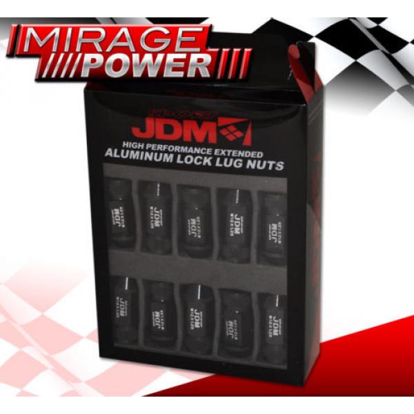 (20 PIECES) UNIVERSAL M12x1.25 ALUMINUM TUNER WHEEL LUG NUTS BLACK + LOCKING KEY #3 image