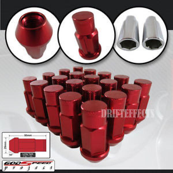 GODSPEED TYPE-4 WHEEL RIM RACING LONG LUG NUTS 50MM 20 PIECE LOCK M12 X 1.5 RED #1 image