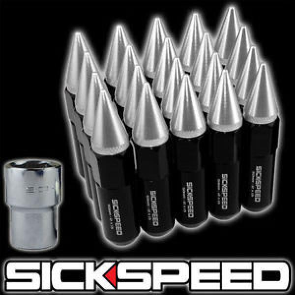 20 BLACK/POLISH SPIKED ALUMINUM EXTENDED 60MM LOCKING LUG NUTS WHEELS 12X1.5 L17 #1 image