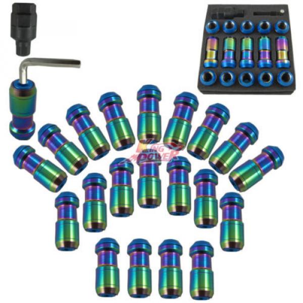 NEO CHROME M12x1.5 STEEL EXTENDED DUST CAP LUG NUTS WHEEL RIMS TUNER WITH LOCK #1 image