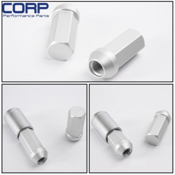 M12x1.5MM 20 PCS Aluminum Wheel Nut Lug Nuts Openended With Locking Key Sliver #3 image