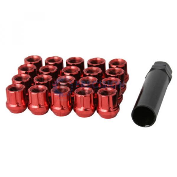 20pc 12x1.5 Spline Lug Nuts w/ Locking Key | Cone Seat | Short Open End | Red #2 image