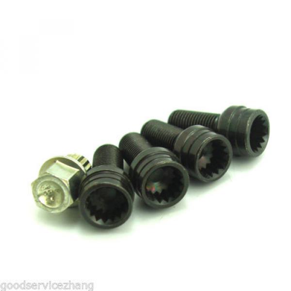 4+1 17mm BLACK STEEL Wheel Bolt &amp; Lock Lug Nut Set WITH KEY For VW Golf  Audi #3 image