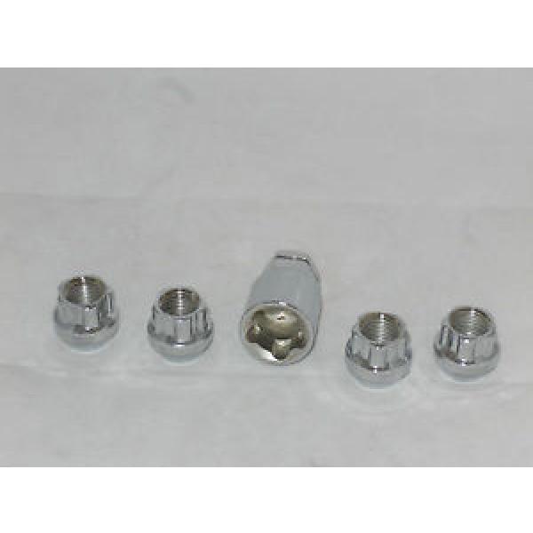 4 CHROME OPEN END BULGE 12mm x 1.50 WHEEL RIM ACORN LOCKING LUG NUTS AND 1 KEY #1 image