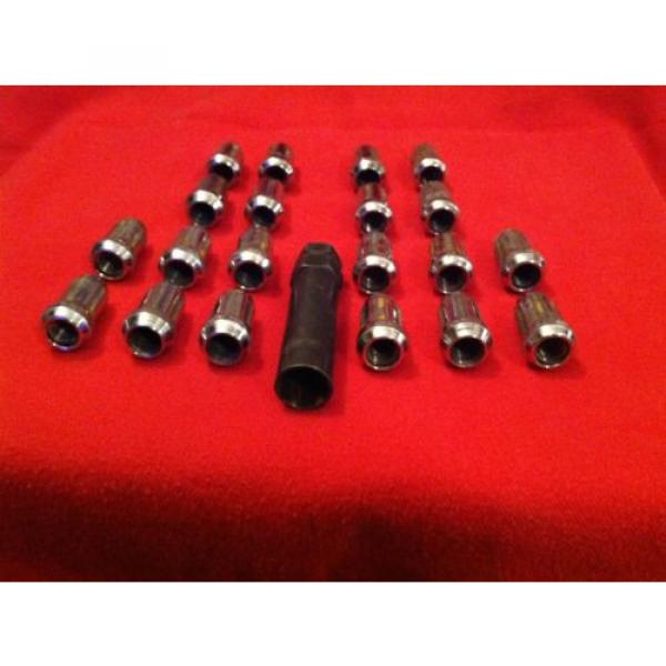 USED 24PC 12X1.5 CHROME STEEL SPLINE DRIVE LOCK LUG NUTS  W/KEY #2 image