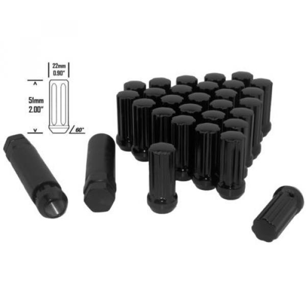 24 PC BLACK SPLINE 14X2.0 LUG NUTS LOCKING 7 SPLINE DRIVE FOR 6X135 MM 6 LUGS #1 image