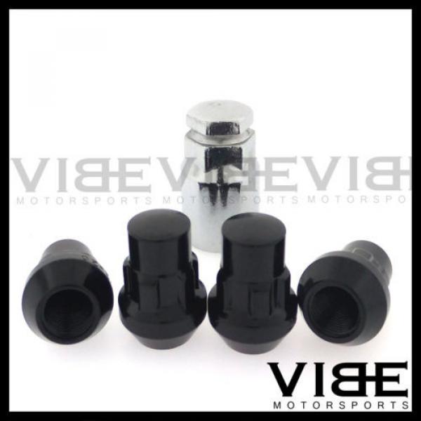 M12X1.5 12X1.5 EXT ACORN BLACK WHEEL LUG NUT LOCKS SET OF 4 WITH KEY #3 image