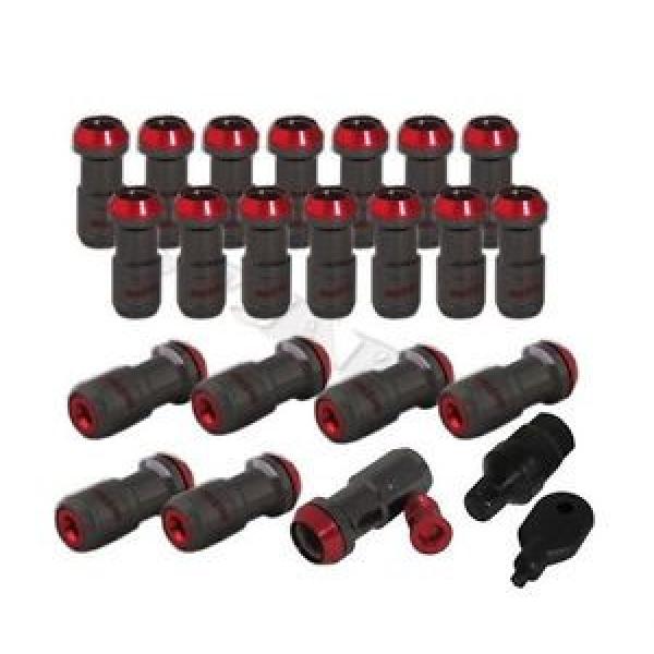 Universal 20 Piece M12 x 1.5&#034; JDM Open Dual Lock Wheel/Rim Lug Nut Bolts GM/RED #1 image