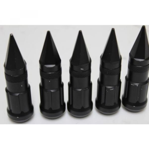 *BLEMISHED* Z RACING BLACK SPIKE STEEL LUG NUTS EXTENDED SET 20 PCS KEY 12X1.5 #2 image