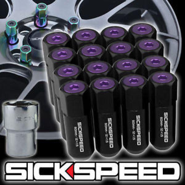 SICKSPEED 16 PC BLACK/PURPLE CAPS ALUMINUM 60MM LOCKING LUG NUTS 12X1.25 L11 #1 image