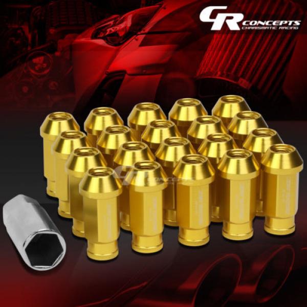 20X RACING RIM ACORN TUNER ALUMINUM WHEEL LOCK LUG NUTS + 1X ADAPTER KEY GOLD #1 image