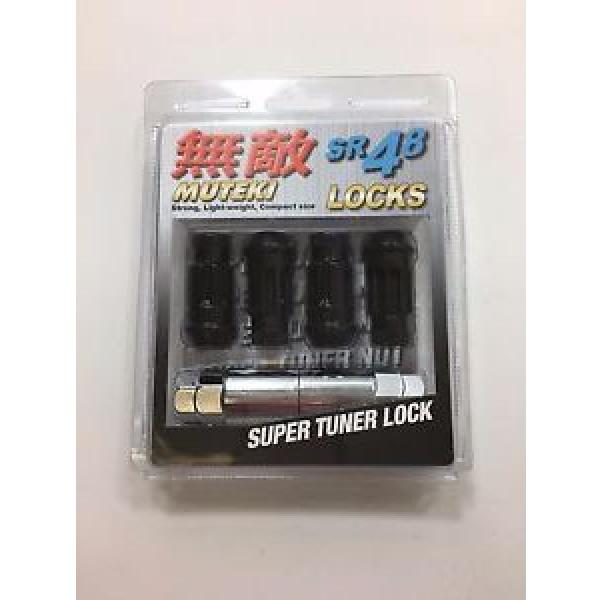 Muteki 32902B Black 12mm x 1.5mm SR48 Open End Locking Lug Nut Set NEW SEALED #1 image