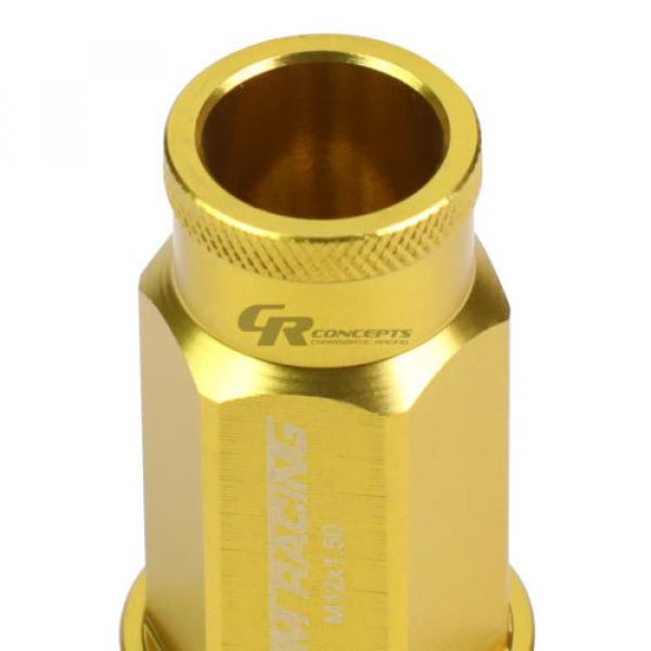 20X RACING RIM ACORN TUNER ALUMINUM WHEEL LOCK LUG NUTS + 1X ADAPTER KEY GOLD #3 image