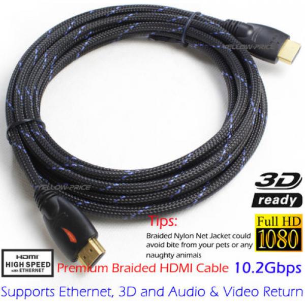 5m 24K Gold Plated v1.4 3D HDMI Cable Full HD 1080P Ethernet Nylon Sleeve Sydney #1 image