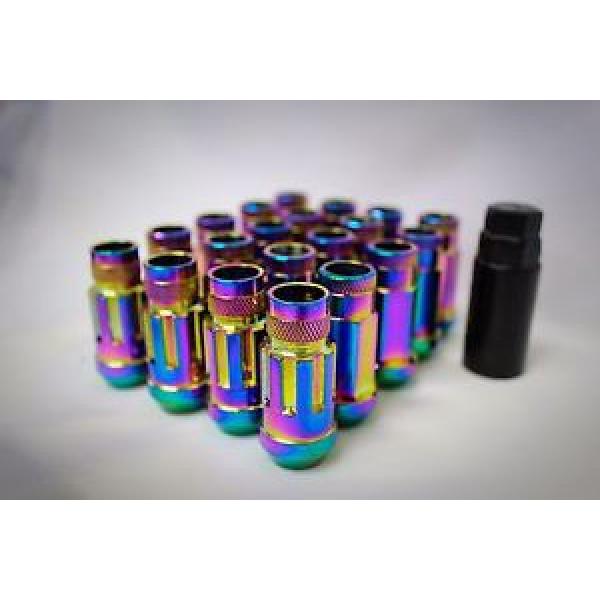 SYNERGY 12X1.5 20PC OPEN END STEEL EXTENDED LUG NUTS NEO CHROME LOCK+KEY #1 image