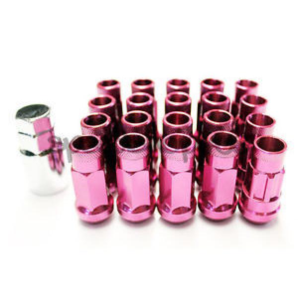 Z RACING PINK STEEL 16 + 4 LOCKS LUG NUTS 12X1.5MM OPEN EXTENDED 17MM KEY TUNER #1 image