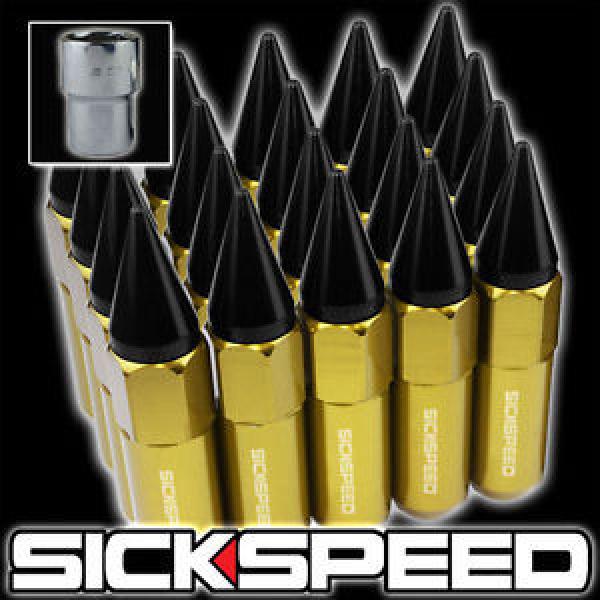 20 24K/BLK SPIKED 60MM ALUMINUM EXTENDED LOCKING LUG NUTS WHEELS/RIMS 12X1.5 L07 #1 image