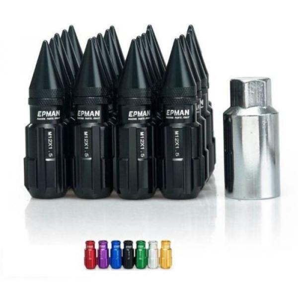 BLACK Tuner Extended Anti-Theft Wheel Security Locking Lug Nuts M12x1.25 20pcs #1 image