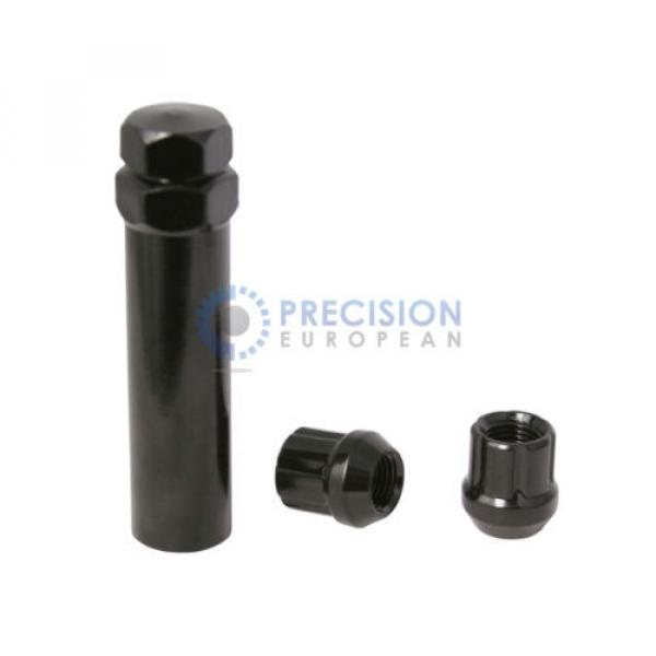 20pc 12x1.25 Spline Lug Nuts w/ Locking Key | Cone Seat | Short Open End | Black #5 image