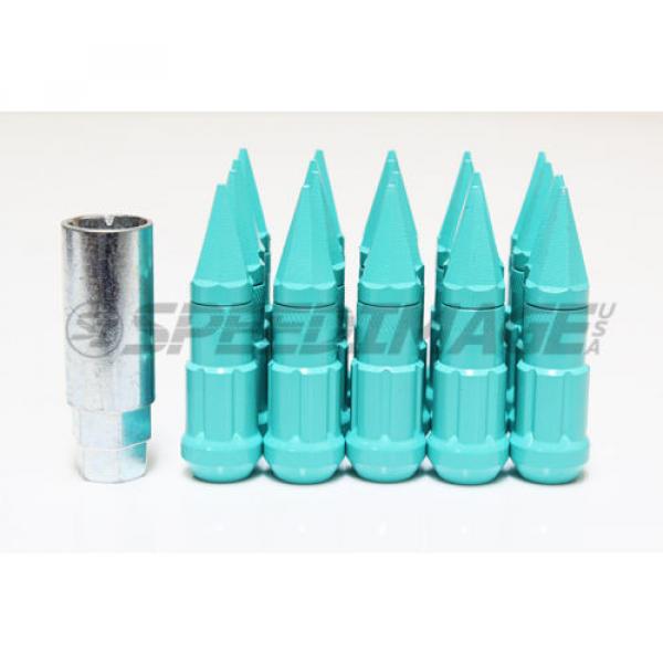 Z RACING TIFFANY BLUE SPIKE STEEL LUG NUTS 12X1.5MM OPEN EXTENDED KEY TUNER #1 image