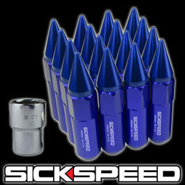 SICKSPEED 16 PC BLUE SPIKED ALUMINUM 60MM EXTENDED LOCKING LUG NUTS 1/2x20 L30 #1 image