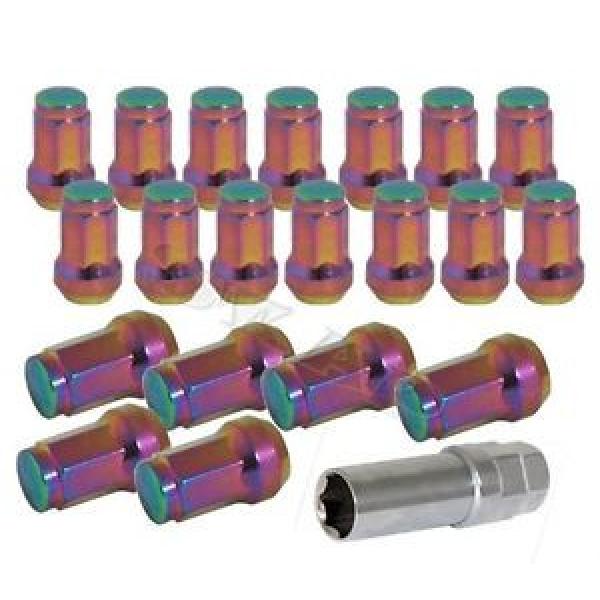 M12 X 1.5MM 20 PIECE SHORT ACORN CLOSED END LUG NUTS BOLTS+ KEY LOCK NEO/CHROME #1 image