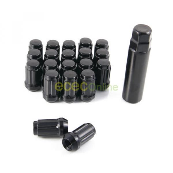 20pc 12x1.5 Spline Black Lug Nuts w/ Key | Cone Seat | Long Closed End Locking #1 image