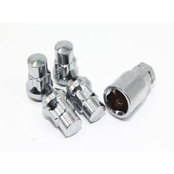 4 Chrome Acorn Bulge Wheel Lug Nut Locks 1/2&#034; w/Key Ford Lincoln Jeep #1 image