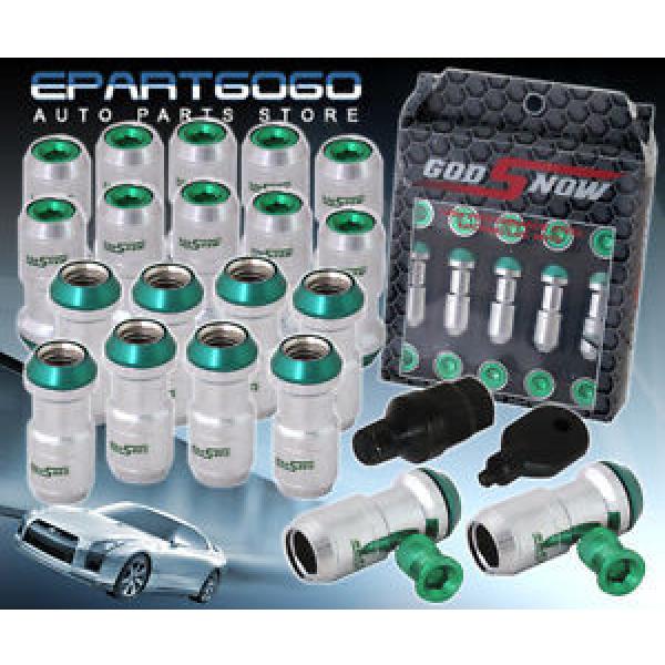 M12X1.25 CHROME GREEN LOCK KEY SET DRAG DRIFT JDM RACE HIGH PERFORMANCE LUG NUTS #1 image