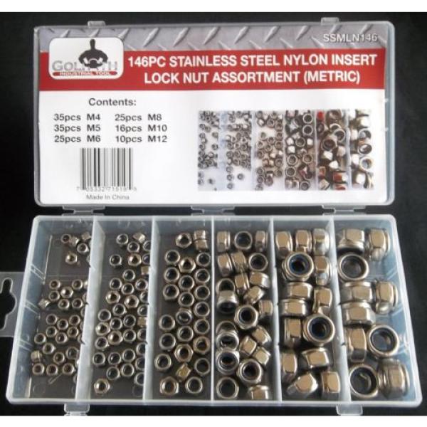 146pc GOLIATH STAINLESS STEEL SSMLN146 NYLON INSERT LOCK NUT ASSORTMENT #1 image