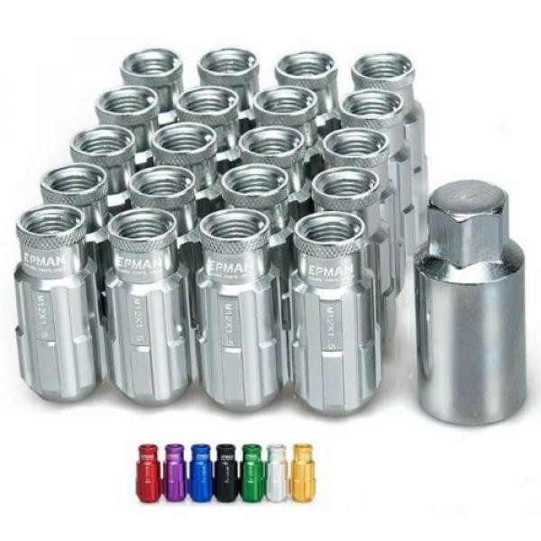 SILVER Tuner Anti-Theft Wheel Security Locking Lug Nuts 51mm M12x1.5 20pcs #1 image