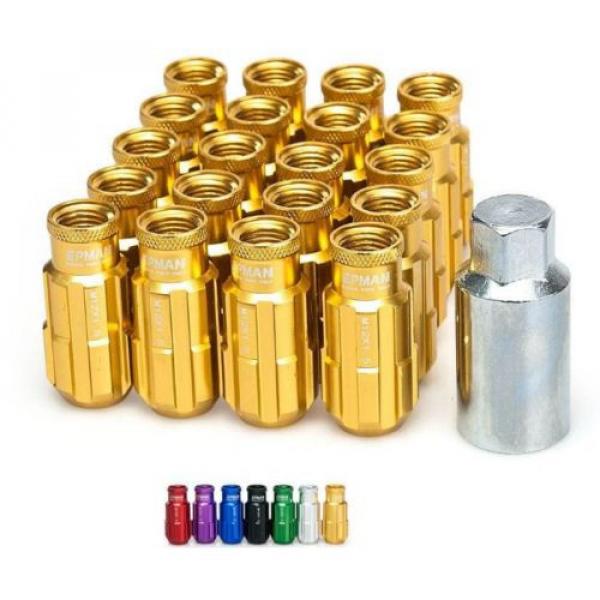 GOLD Tuner Anti-Theft Wheel Security Locking Lug Nuts 51mm M12x1.5 20pcs #1 image