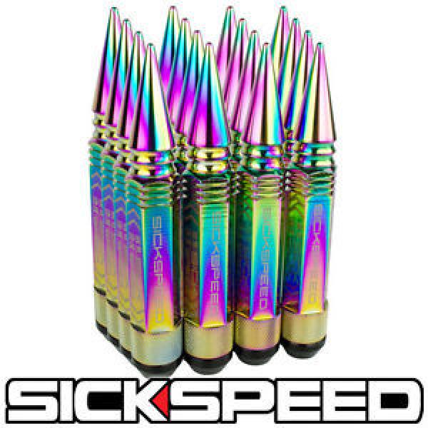 SICKSPEED 16 PC NEO CHROME 5 1/2&#034; LONG SPIKED STEEL LOCKING LUG NUTS 12X1.5 L16 #1 image